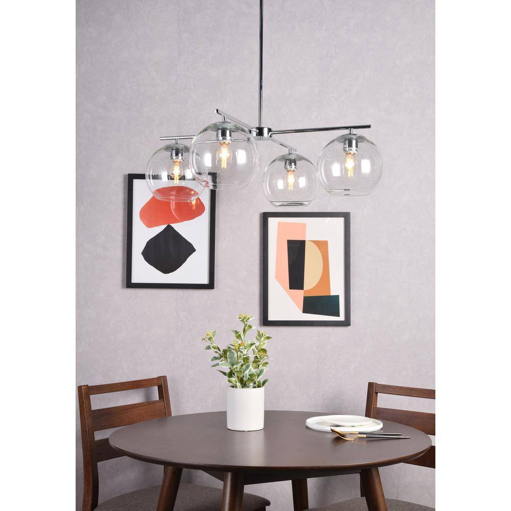 Angle. Living District - Opus 4 lights chrome pendant - Chrome And Clear.