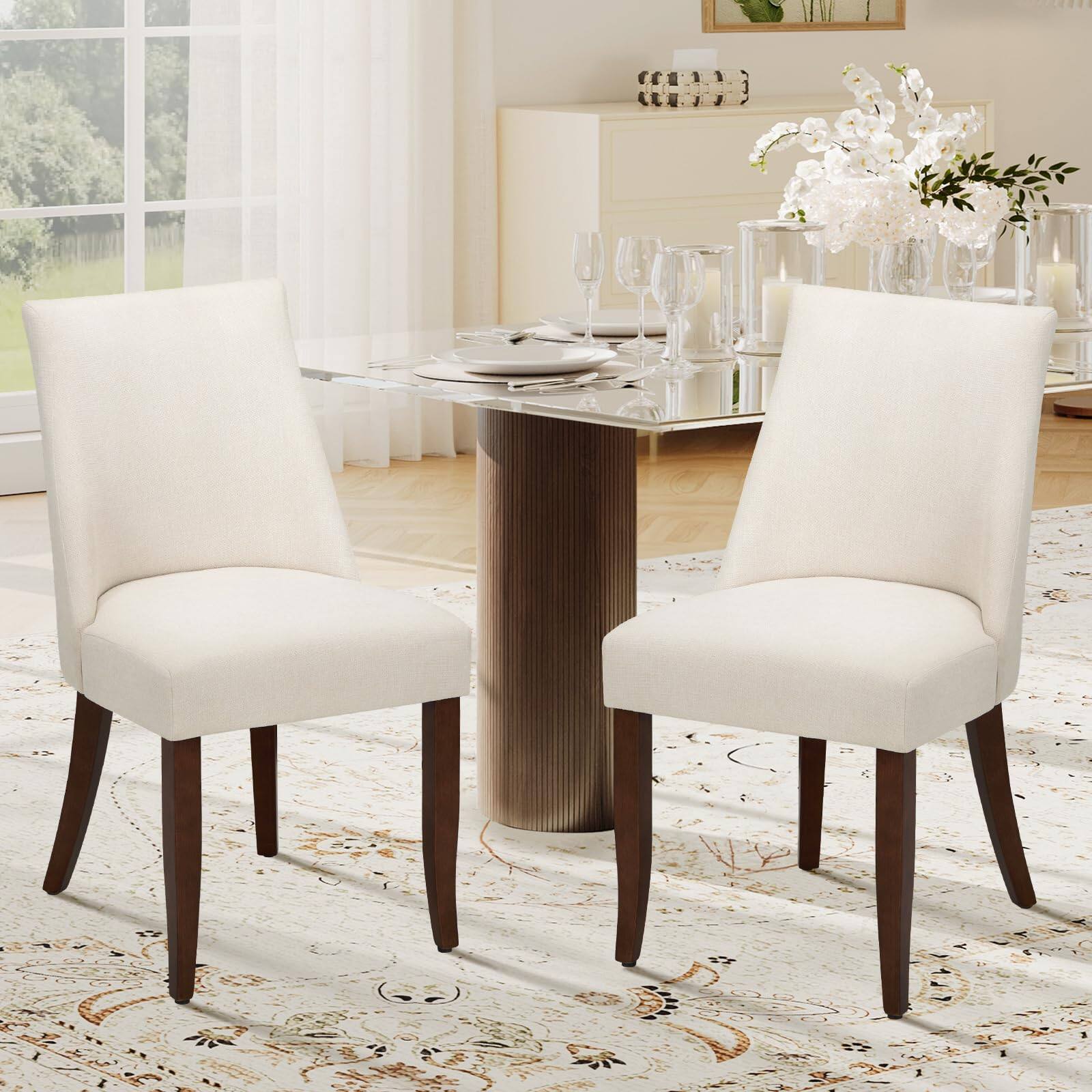 Beige Set of 2 Upholstered Dining Chairs