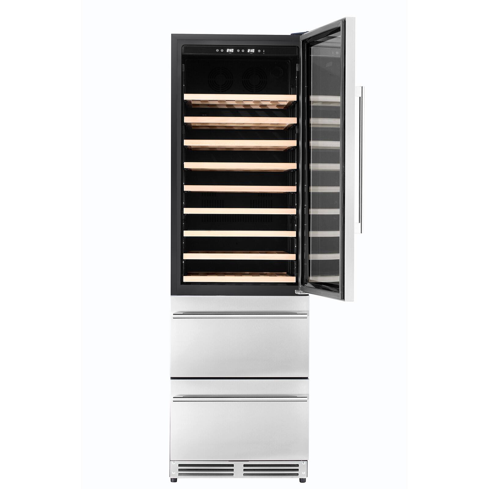 Left. Kucht - 24 in. Dual Zone 108-Wine Bottles and 100-Cans Beverage & Wine Cooler in Stainless Steel - Stainless Steel.