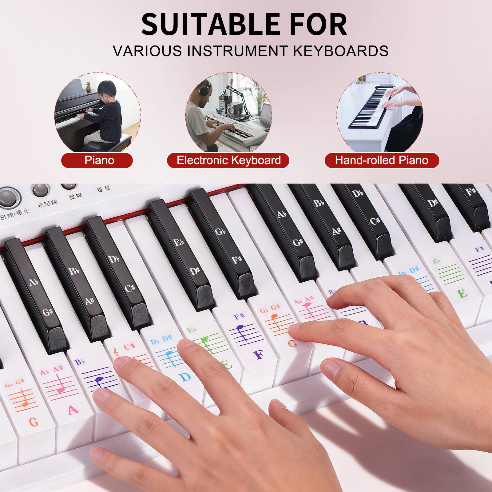 SUITABLE FOR  
VARIOUS INSTRUMENT KEYBOARDS

Piano  
Electronic Keyboard  
Hand-rolled Piano