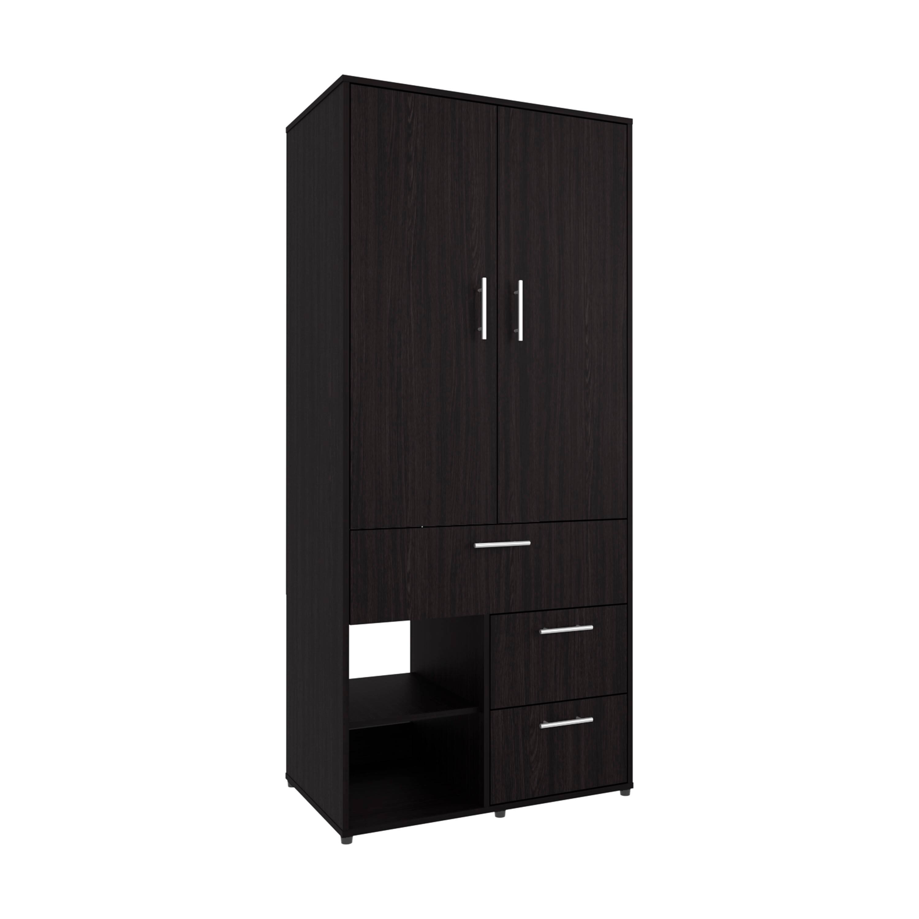 Alt View 1. TuHome - Alpine Armoire With Double Doors, Internal Shelves And Hanging Rod - Black.