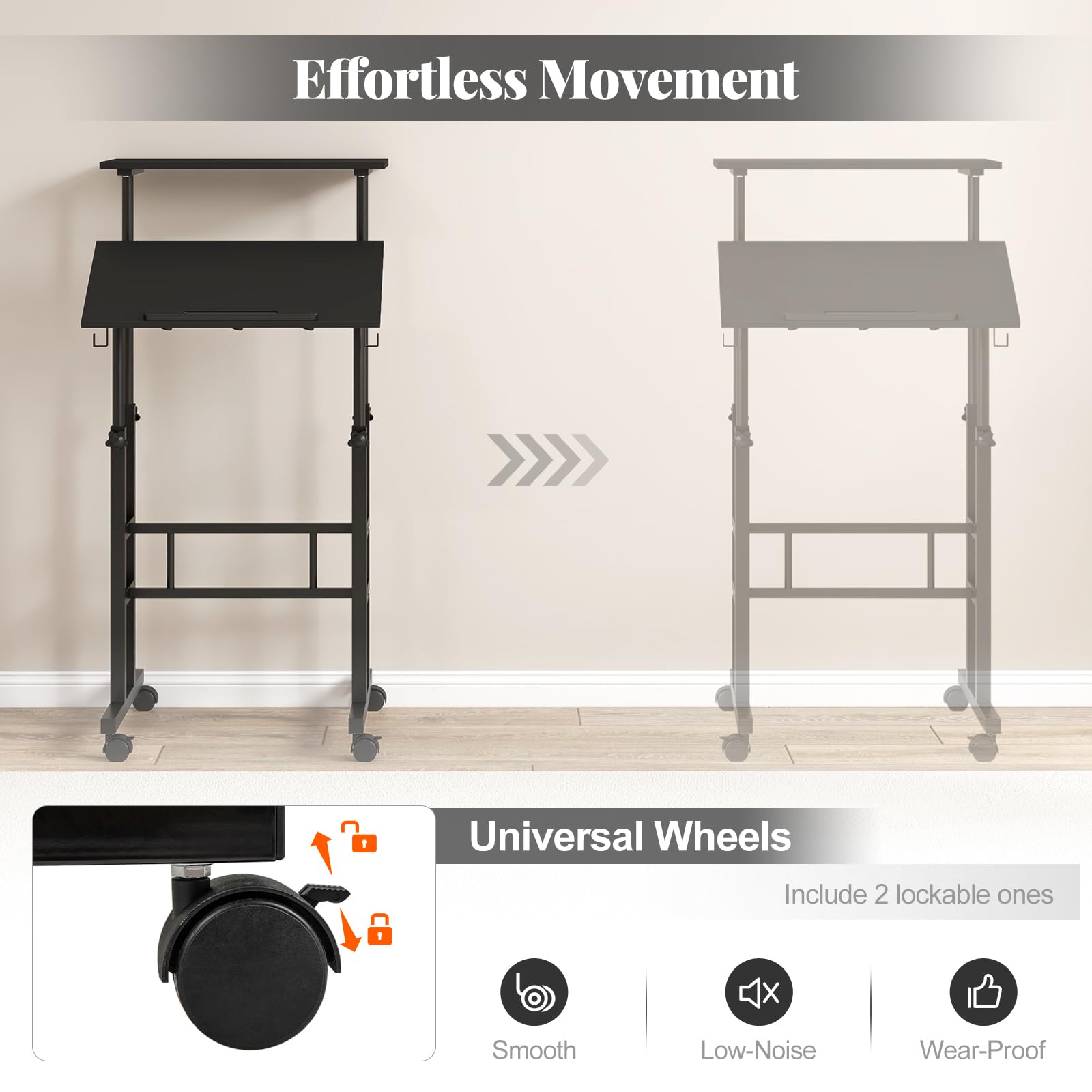 Effortless Movement

Universal Wheels
Include 2 lockable ones

Smooth
Low-Noise
Wear-Proof
