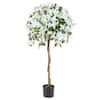Front. Costway - Costway 53" Artificial Azalea Tree Faux Floral Plant w/ Red Azalea Flowers Nursery Pot - Green, Red.