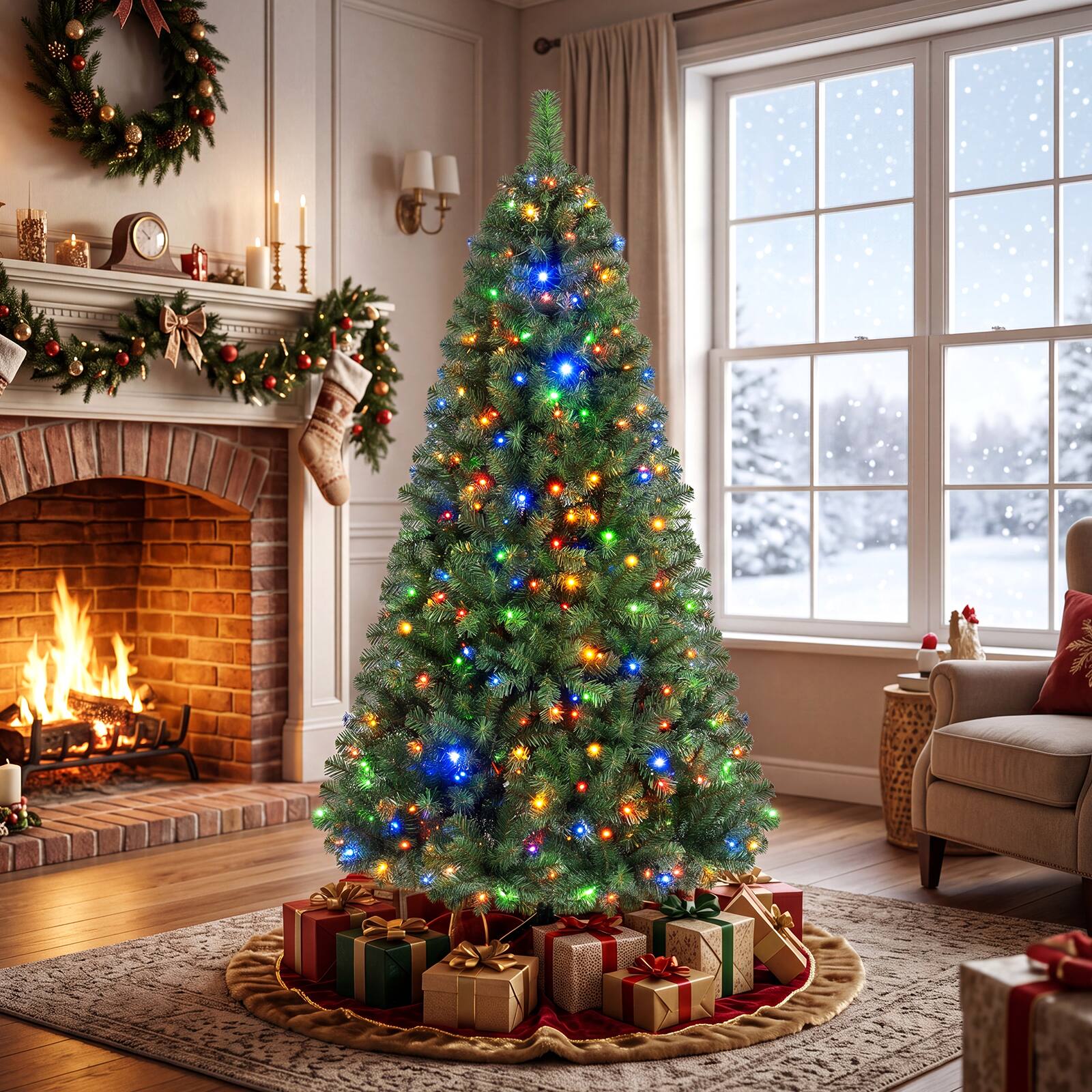 Alt View 1. Costway - Costway 6 FT Pre-Lit Artificial Christmas Tree with 845 Dense Branch Tips, 350/500/600 LED Lights - Green.