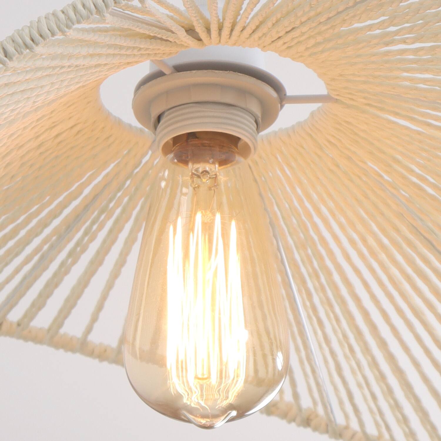 Alt View 4. Umeiluce - 1 Light Woven Paper Pendant Light Single Modern Farmhoue Lamp White - White.