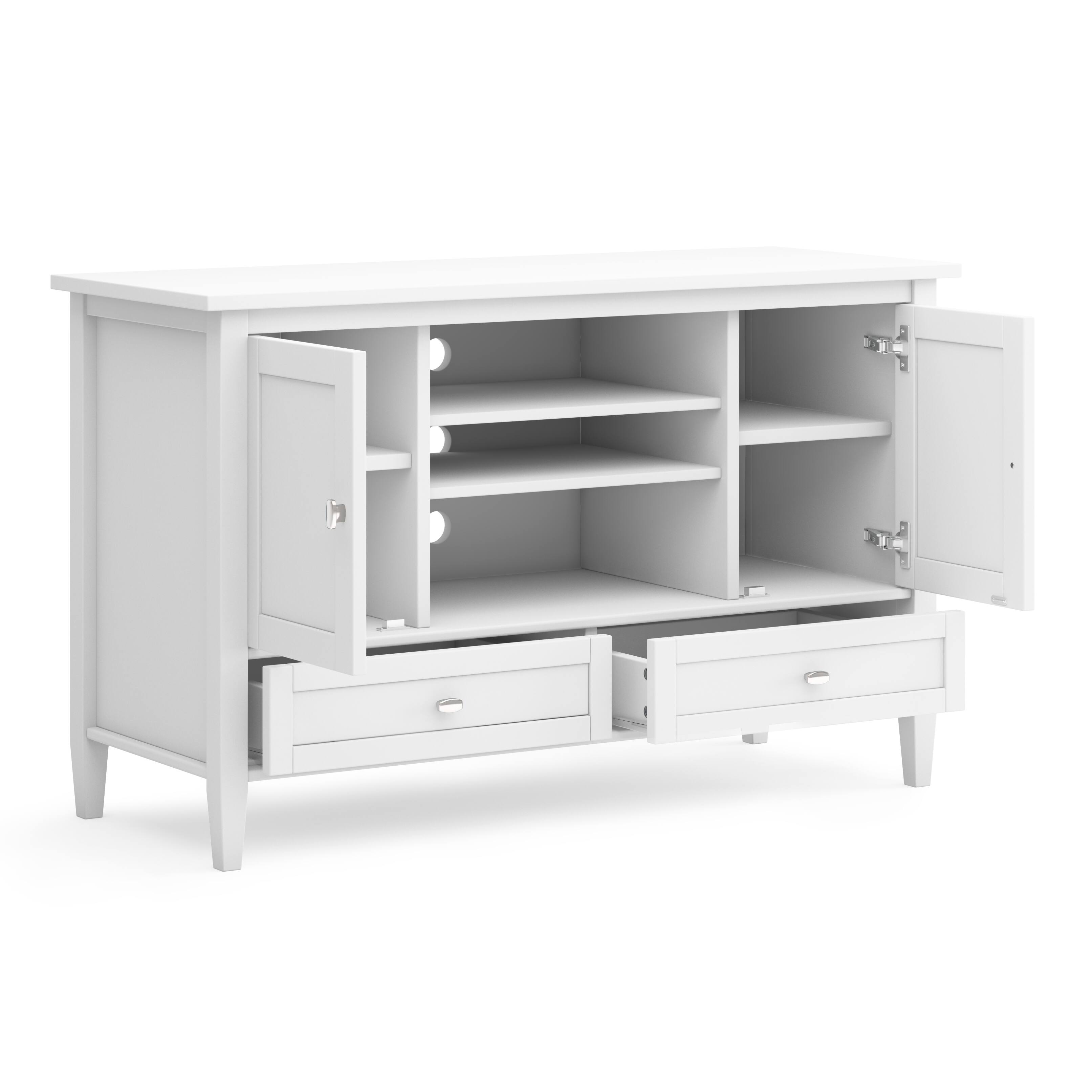 Alt View 1. Simpli Home - Warm Shaker SOLID WOOD 47 inch Wide Transitional TV Media Stand in White For TVs up to 50 inches - White.