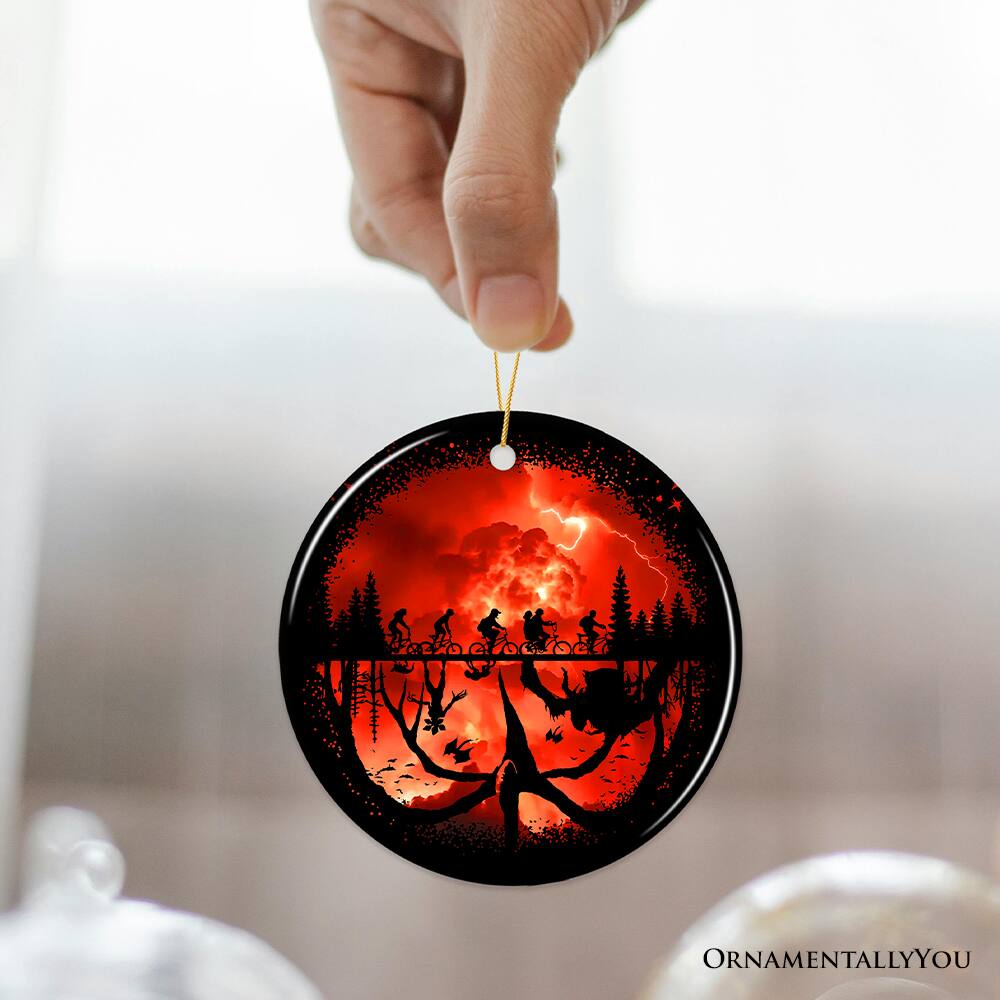 Alt View 1. OrnamentallyYou - Welcome to the Upside Down Ornament, Vintage Horror Halloween Gift - Multi-colored.