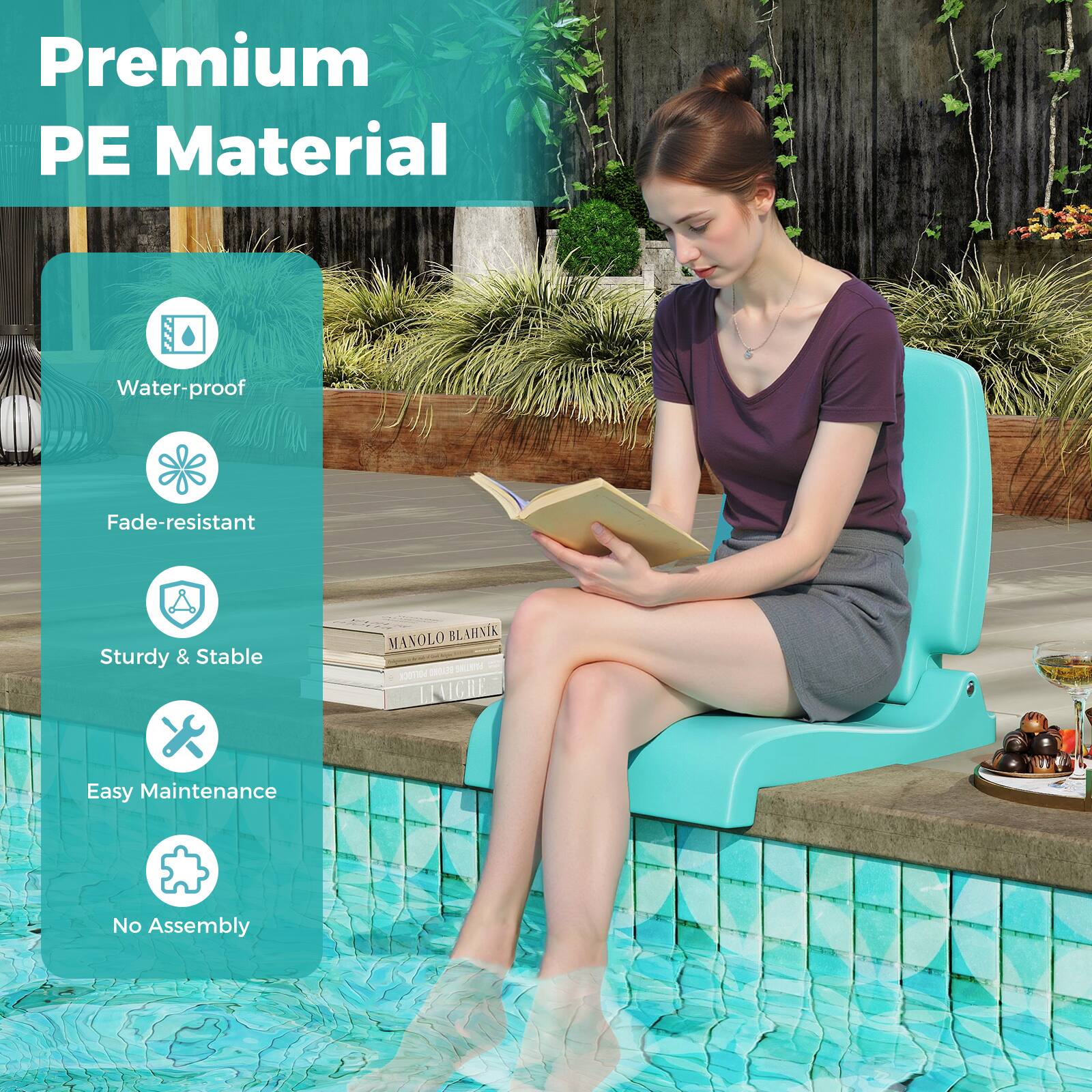 Premium PE Material

- Water-proof
- Fade-resistant
- Sturdy & Stable
- Easy Maintenance
- No Assembly