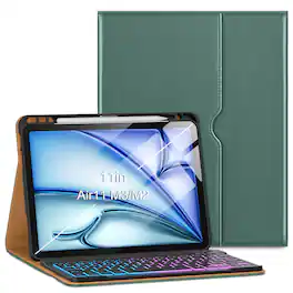VIKESI - Keyboard Case for iPad Air 11-inch M3/M2 (2025/2024 Released) & iPad Air 5th/ 4th Generation 10.9-Inch,Leather Cover - Green