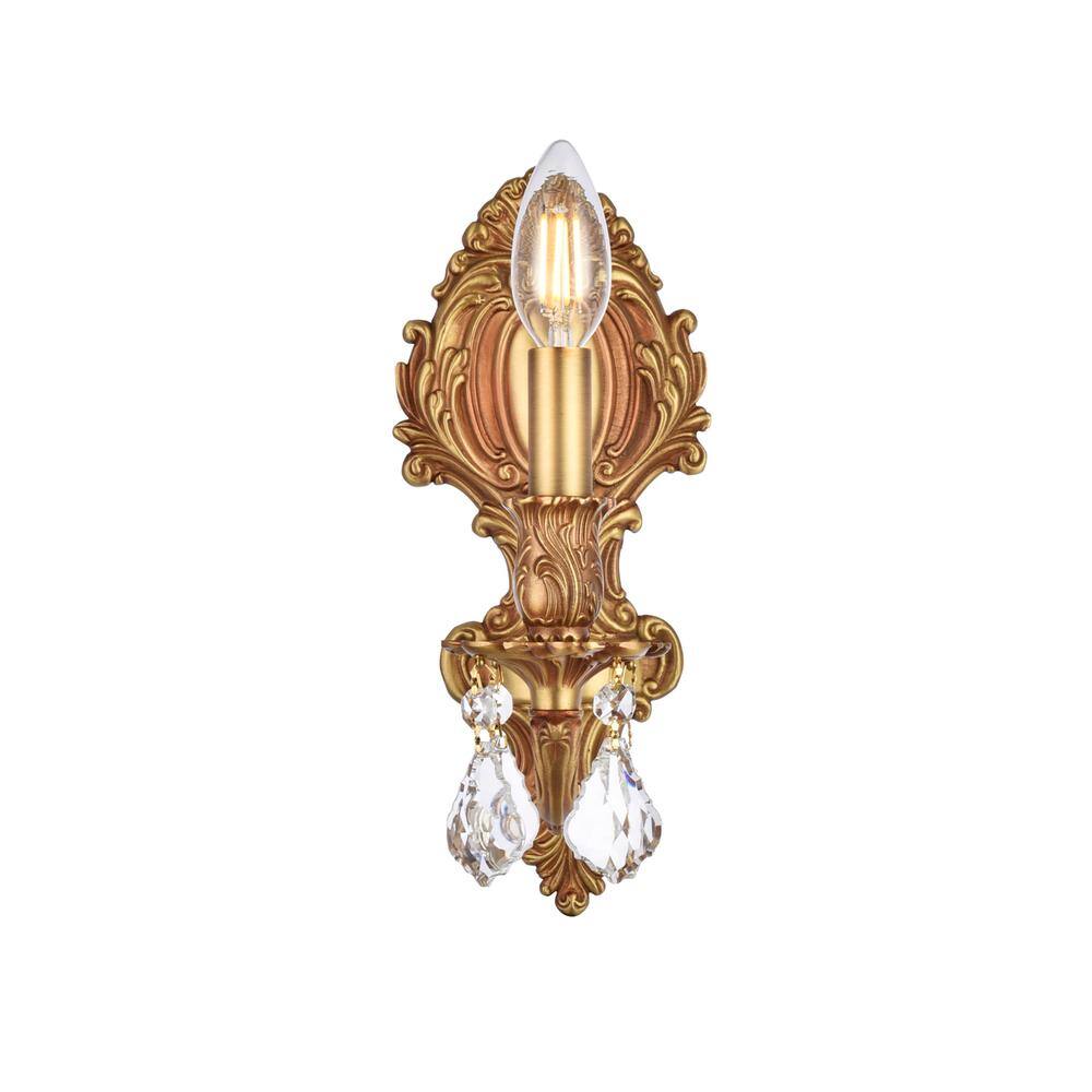 Alt View 4. Elegant Lighting - Monarch 1 light French Gold Wall Sconce Clear Royal Cut Crystal - French Gold.