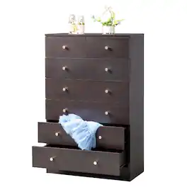 Winado - Modern 7 Drawer Dresser Tall Dresser Chest of Drawers Anti-Tipping Device Metal Handle for Bedroom Living Room Hallway - Brown