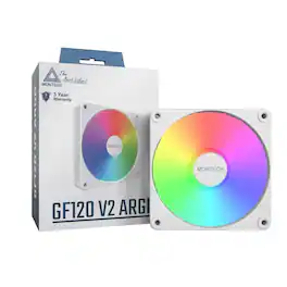 Montech - GF120 V2 ARGB GF120V2W 120mm Case Fan High Airflow, Hydraulic Bearing, Quiet Performance, Vibrant ARGB Lighting - White