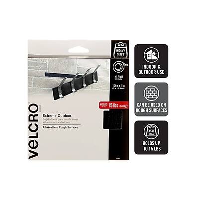 **Velcro**

**Extreme Outdoor Sujetadores para todo tiempo / All-Weather / Rough Surfaces**

- 1 Roll
- 10 HOLDS
- 15 lbs / 6.8 kg

**INDOOR & OUTDOOR USE**

**CAN BE USED ON ROUGH SURFACES**

**HOLDS UP TO 15 LBS**