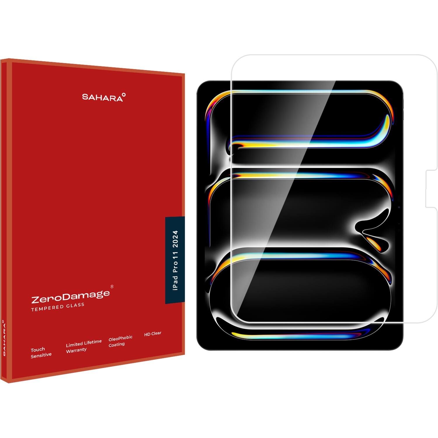 SAHARA ZeroDamage GLASS TEMPERED BAHARAL Touch Sensitive Warranty Limited Lifetime OleoPhobic Coating HD Clear 2024 11 Pro iPad
