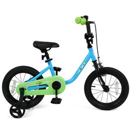 Costway - 14-Inch Kids Bicycle with Adjustable Seat Front Handbrake & Coaster Brake - Navy,Green