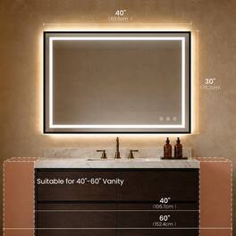 ModernMate - LED Bathroom Mirror Framed Vanity Mirror with Framed Design 3 Color Temperature with Memory Function - Black-15.75 x 11.81 inch