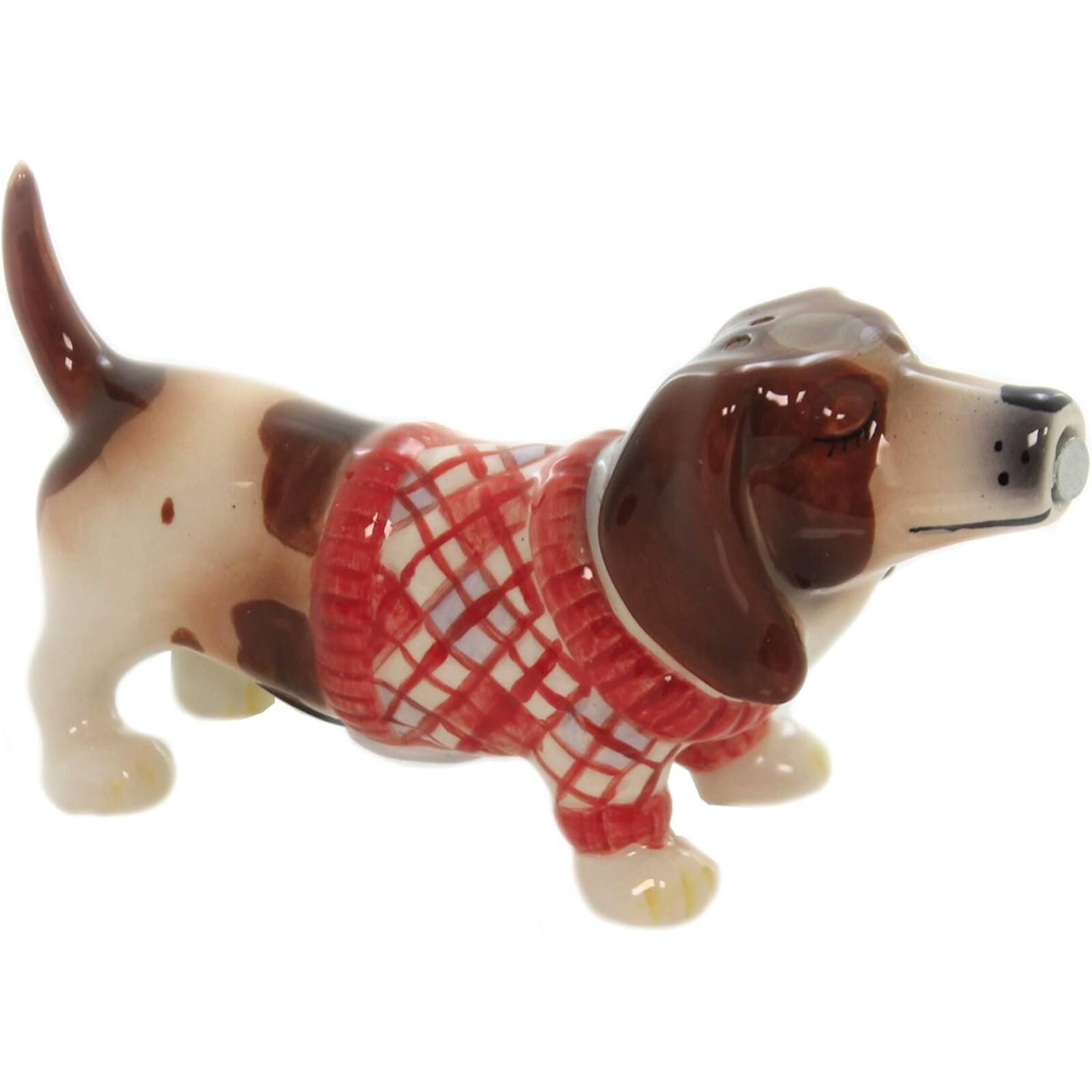 Angle. Pacific Trading - Nothing But a Hound Dog Ceramic Magnetic Salt and Pepper Shaker Set - Multicolor.