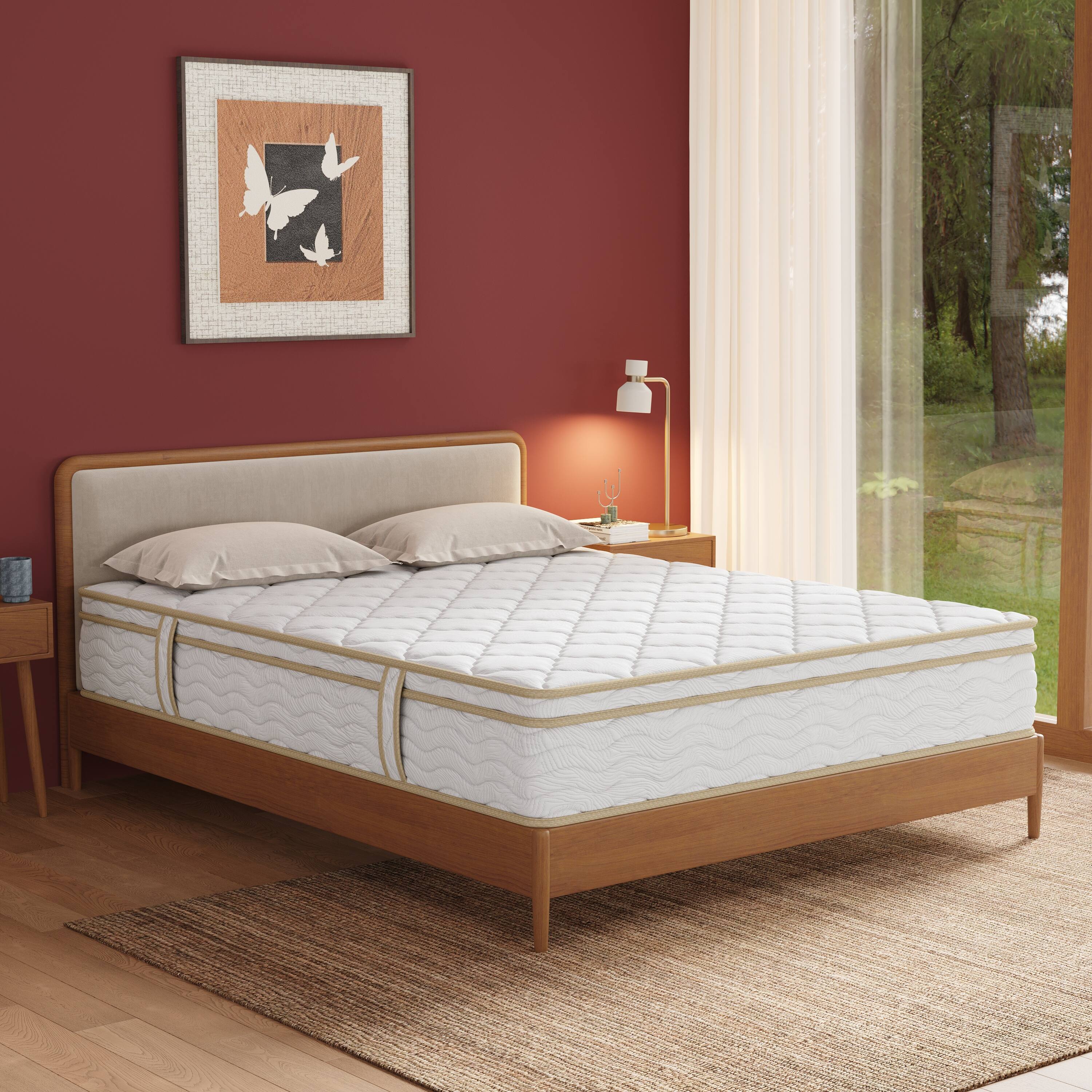 Angle. Anysun - 12-Inch Queen Size Hybrid Mattress – Medium Firm, Breathable Cooling, Individually Pocketed Coils, CertiPUR-US Certified - White.