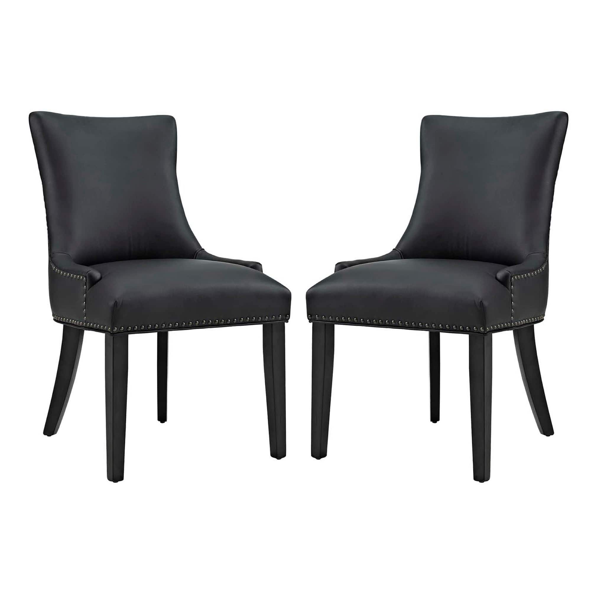 Marquis Faux Leather Dining Chair Set of 2 by Modway - Black