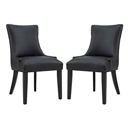 Front. Modway - Marquis Faux Leather Dining Chair Set of 2 by Modway - Black.