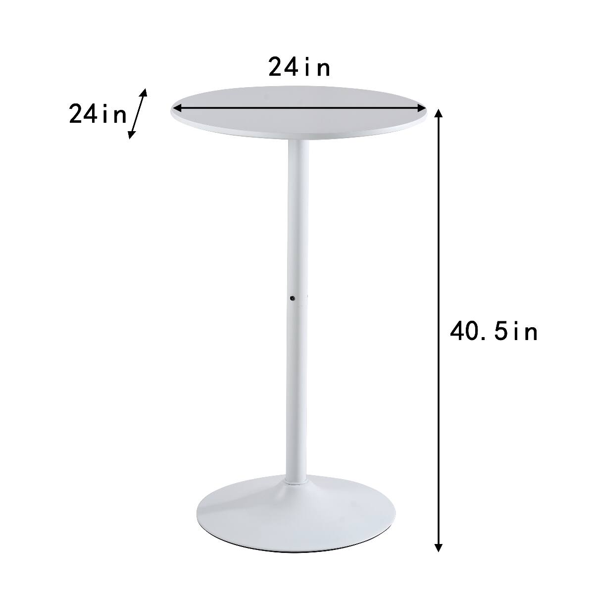 Loheer Round Bar Table, MDF Top and Matte Iron Base, 24 Inch Tabletop ...