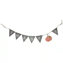 Northlight - 64" Metal White, and Orange Thanksgiving "THANKS" Decorative Banner - Gray