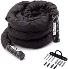 GSE Games & Sports Expert - 2" Diameter Battle Rope, Workout Battle Ropes with Sleeve Cover for Home Gym & Outdoor (30FT) - Black