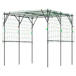 Outsunny - Arch Trellis, 7.3 FT Tall Metal Plant Trellis Support with Climbing Net - Black