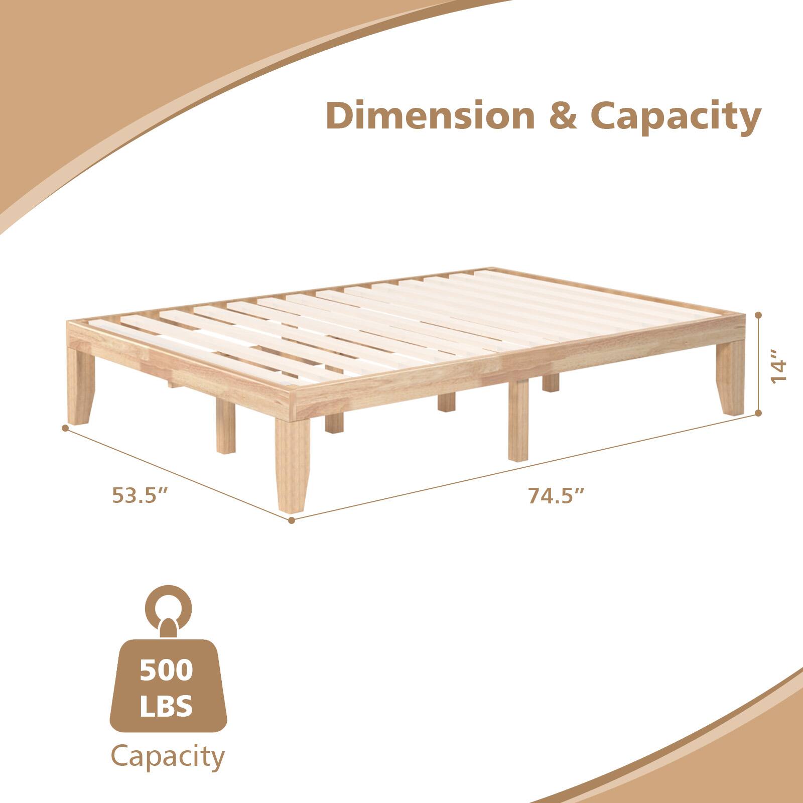 Dimension & Capacity, 14", 53.5", 74.5", 500 LBS Capacity