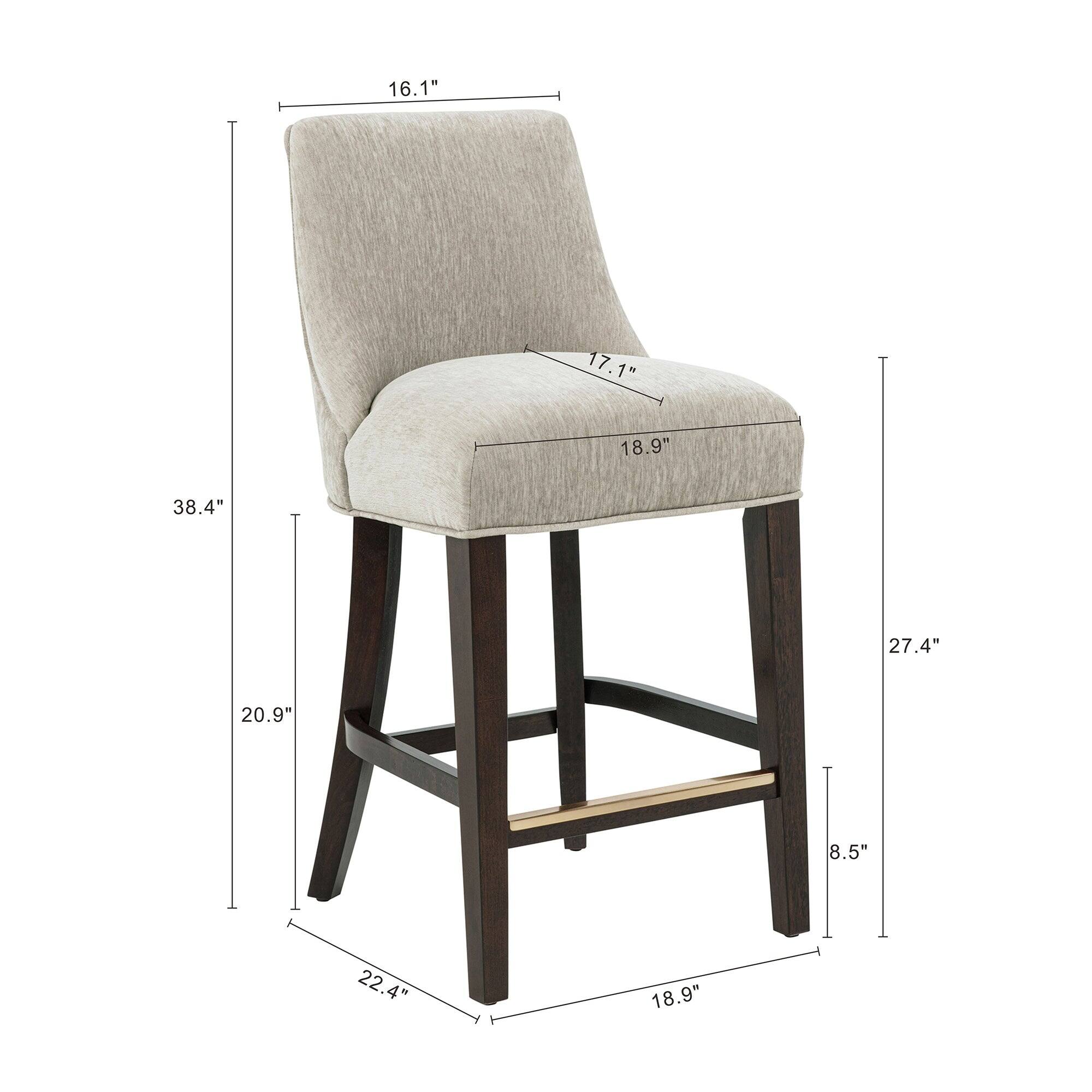 Manhattan Comfort Beever Modern Wood Chenille Counter Stool Taupe ...