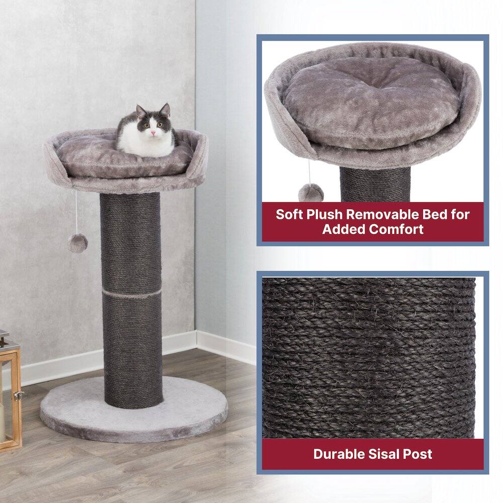 Soft Plush Removable Bed for Added Comfort  
Durable Sisal Post