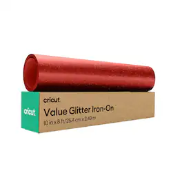 Cricut - Glitter Value Iron-on Heat Transfer Vinyl - 10 in x 8 ft - Red