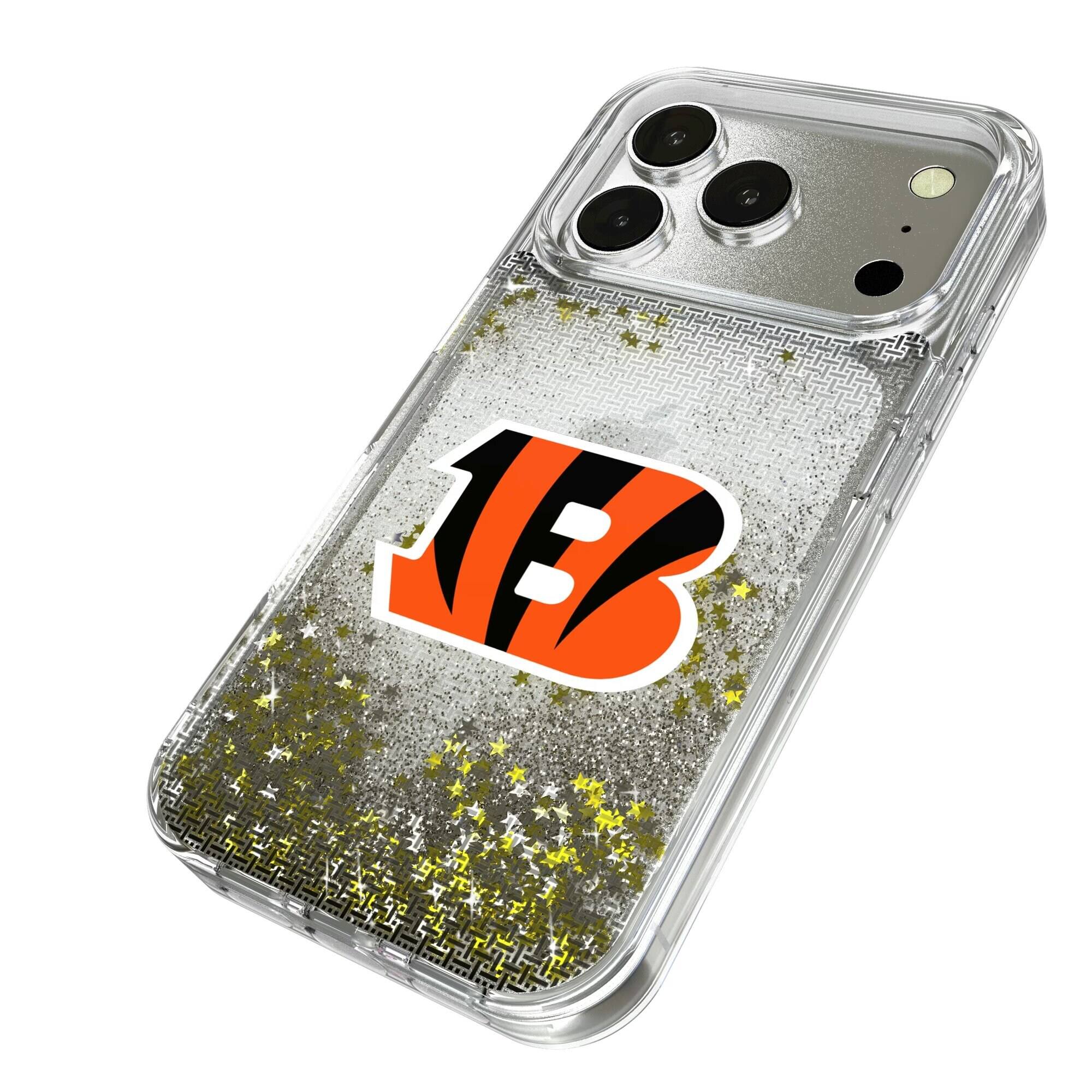 Alt View 1. Keyscaper - Cincinnati Bengals Linen Logo iPhone Glitter Case - 14 - Multicolor.