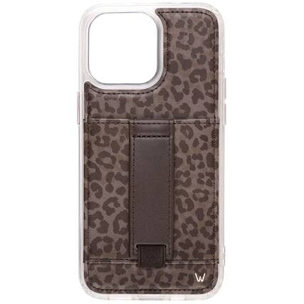 Front. Walli Cases - Shadow Leopard Phone Case with Wallet and Finger Strap for Samsung S25 Edge - Shadow Leopard.