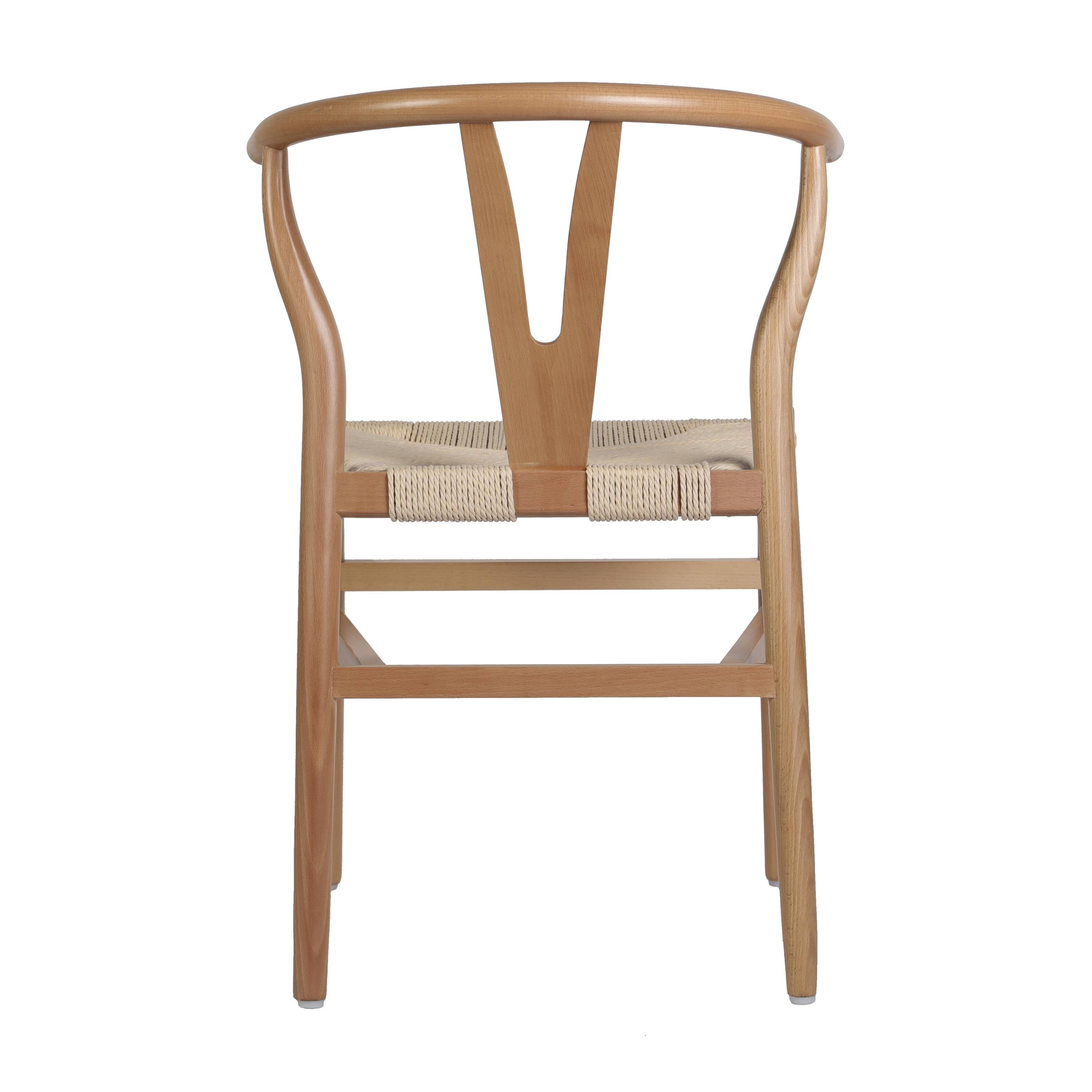 Alt View 6. Emma + Oliver - Devine Y-Back Style Wooden Dining Chair with Kraft Paper Rope Seat, Stackable Design - Oak Frame/Natural Seat.