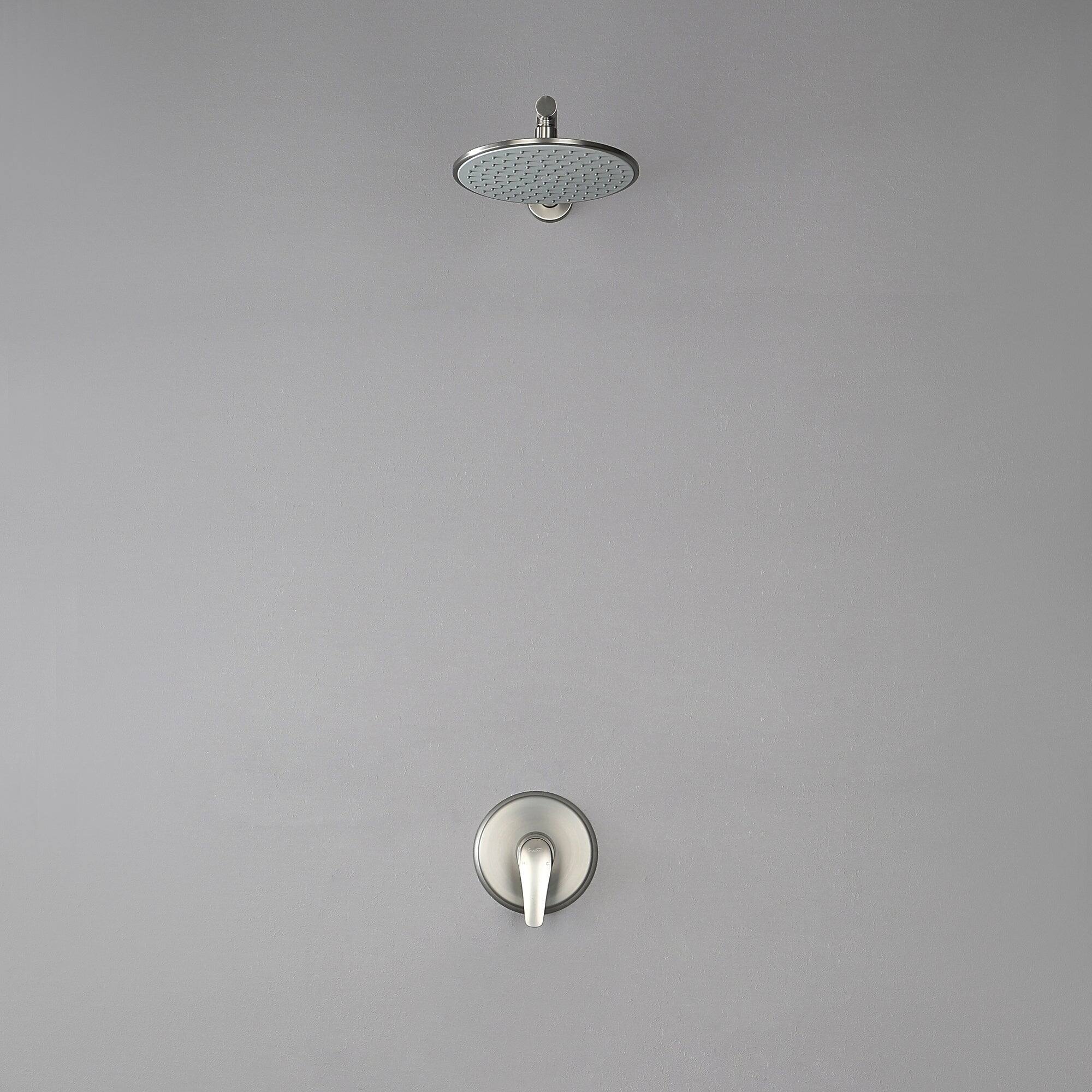 Alt View 9. Boyel Living - 1-Spray Patterns with 3.4 GPM 9 in. Wall Mount Rain Fixed Shower Head with Single Handle and Valve in Brushed Nickel - Brushed Nickel.