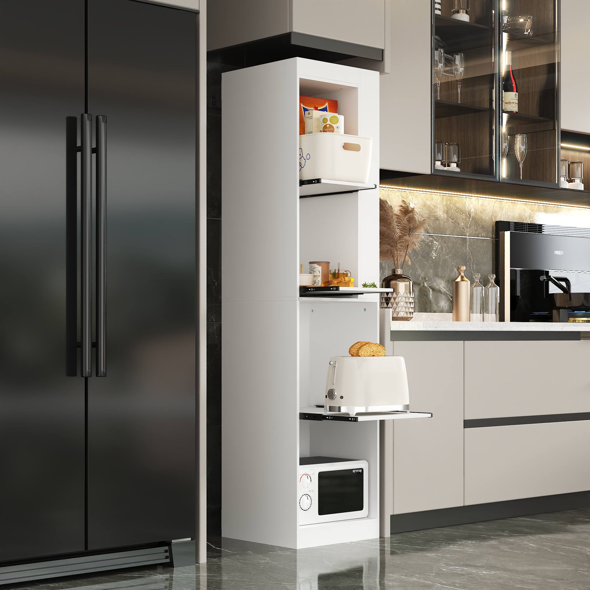 Alt View 1. Famapy - Space - Saving Kitchen Tall Cabinet Modern Minimalist Design for Easy Access & Organized Storage - White.