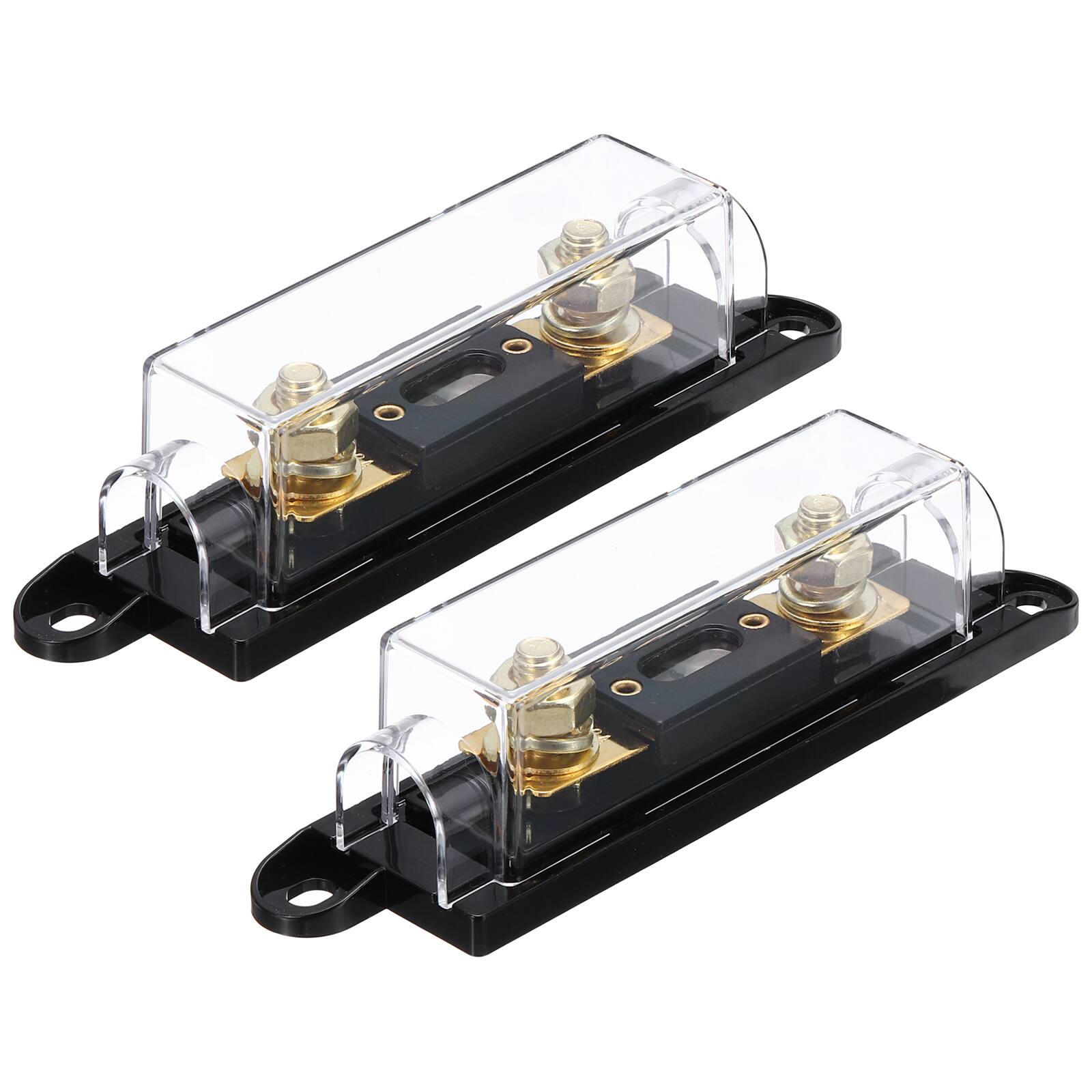 Front. Unique Bargains - 2 Sets 350A 32V ANL Fuse Holder Kit with 350A Fuse, 0/2/4/8 Gauge AWG Inline Fuse Block for Car Audio - Black Gold.
