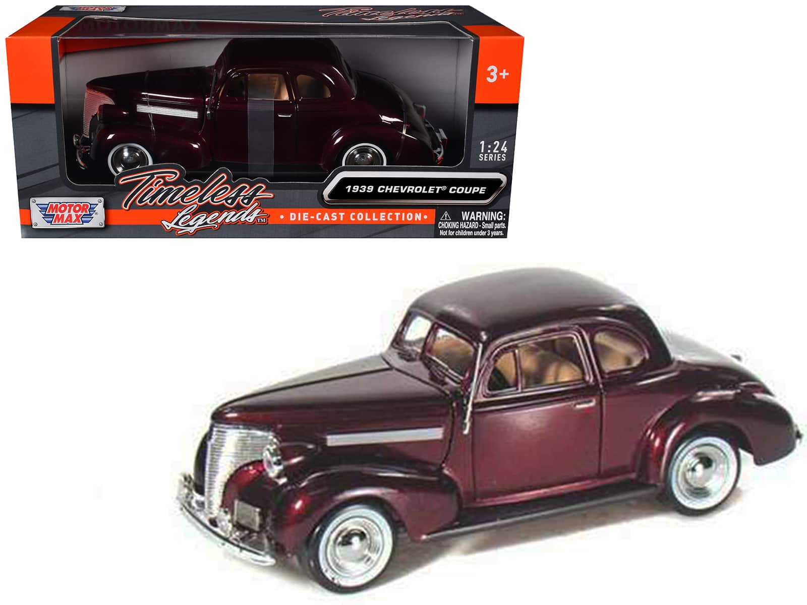 1939 Chevrolet Coupe Burgundy 1/24 Diecast Model Car by Motormax price history on PriceWatchPro