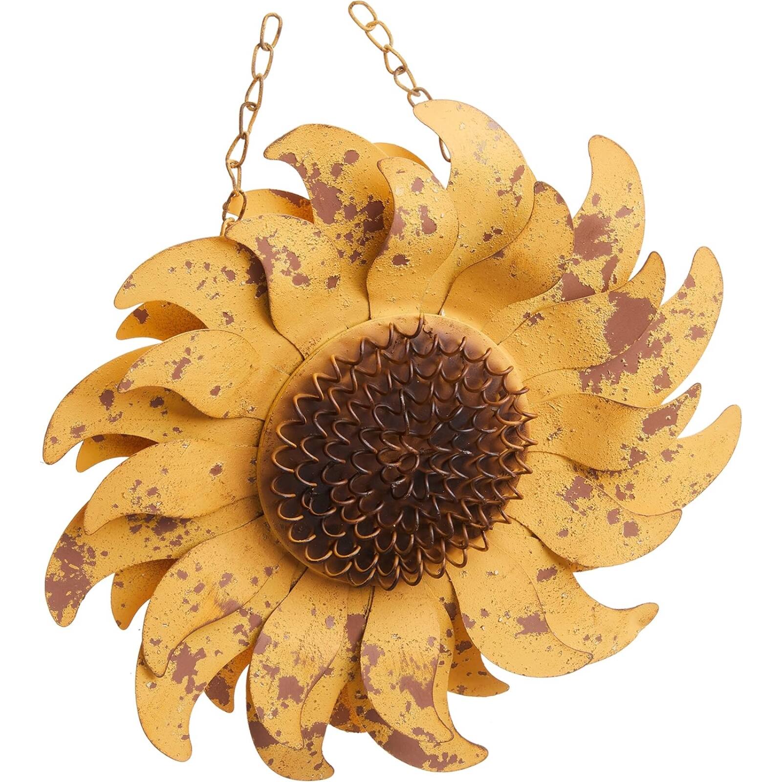 Angle. K&K Interiors - K&K Interiors Distressed Golden Yellow Metal Sunflower Arrow Replacement Sign 10 inch - Arrow Sold Separately - Yellow.