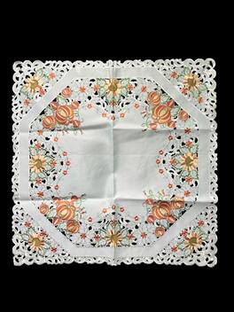 Jiallo - Pumpkin Embroidered Cutwork Square tablecloth, 36 inch Square Table Linen - Beige