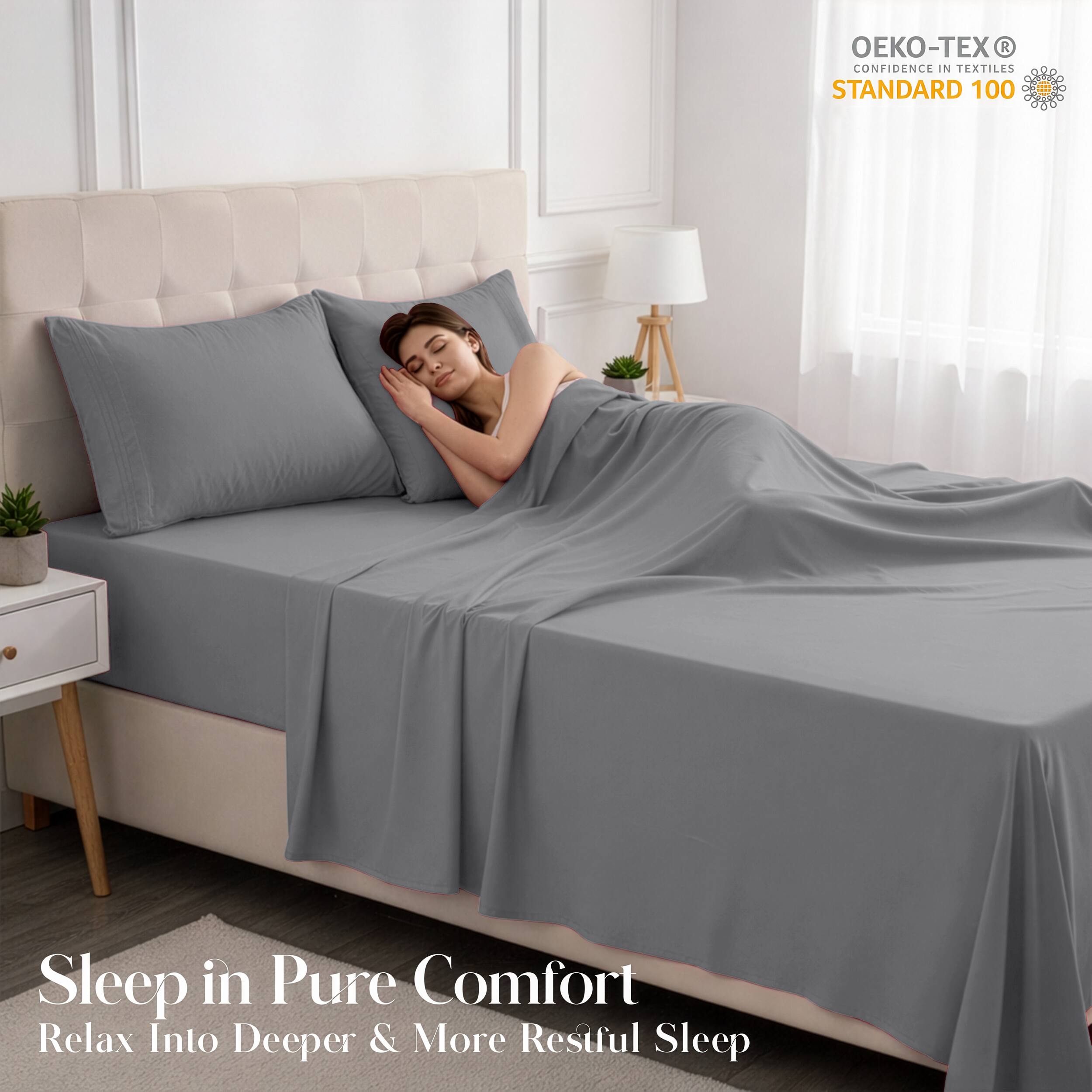 - OEKO-TEX® CONFIDENCE IN TEXTILES STANDARD 100

Sleep in Pure Comfort  
Relax Into Deeper & More Restful Sleep