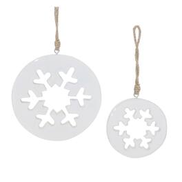 BreeBe - Wood Snowflake Cut-Out Ornament (Set of 12) - White