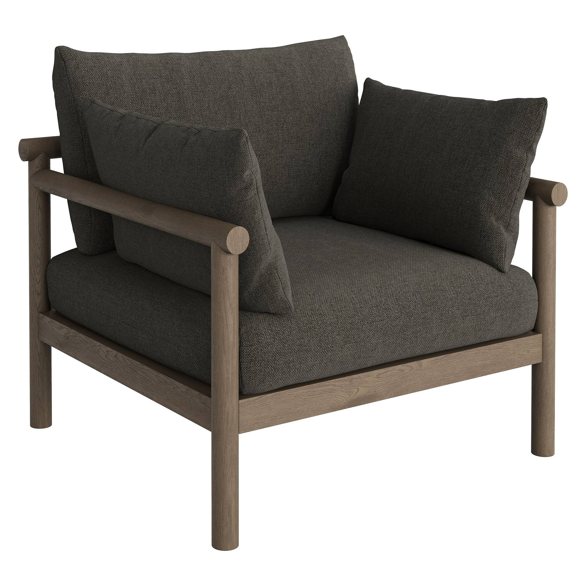 Alt View 2. Modway - Eleni 2-Piece Outdoor Teak Wood Armchair and Ottoman Set by Modway - Weathered Gray Flint.