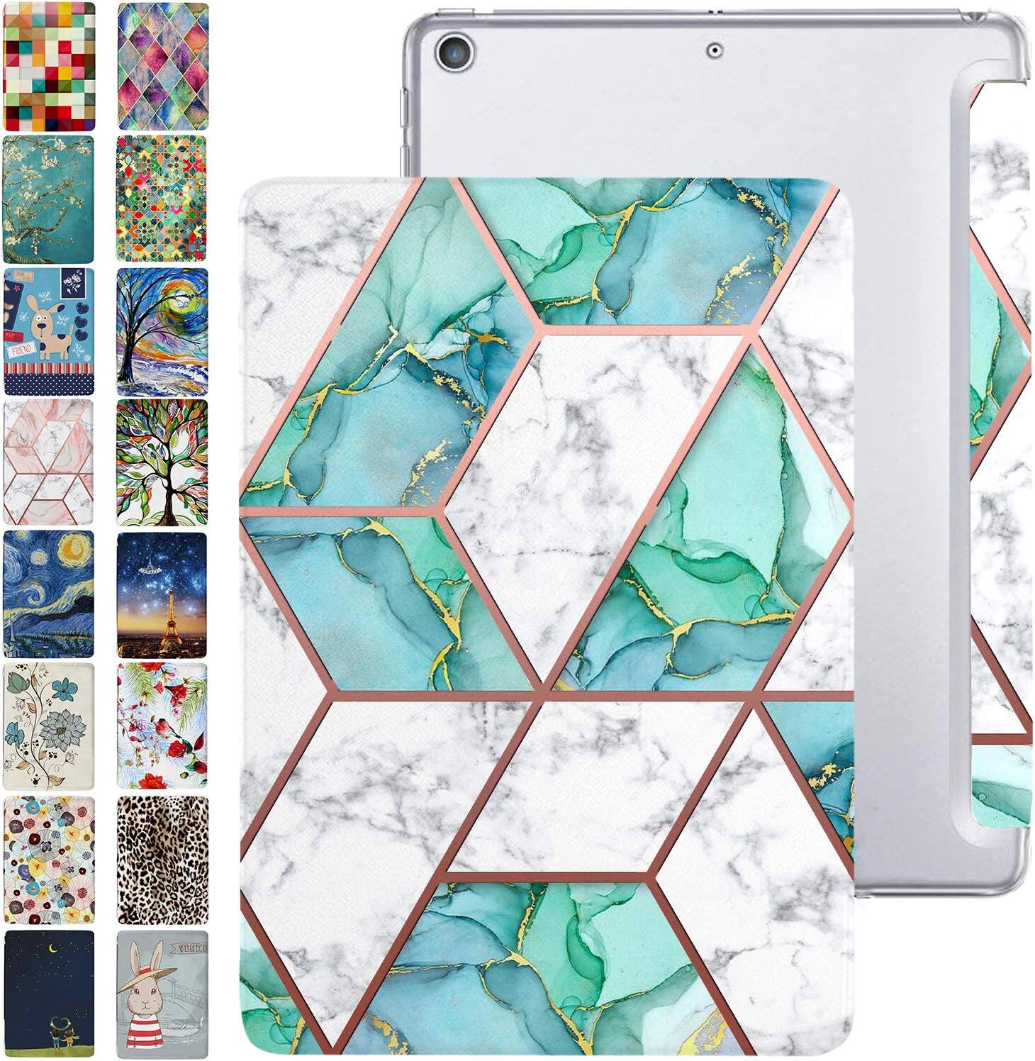Front. DuraSafe Cases - iPad mini 7/6 8.3" 2024/2021 Smart Folio Cover with Lightweight Hard Back A2567 A2568 A2569 A2993 A2995 A2996 - Marble Green.