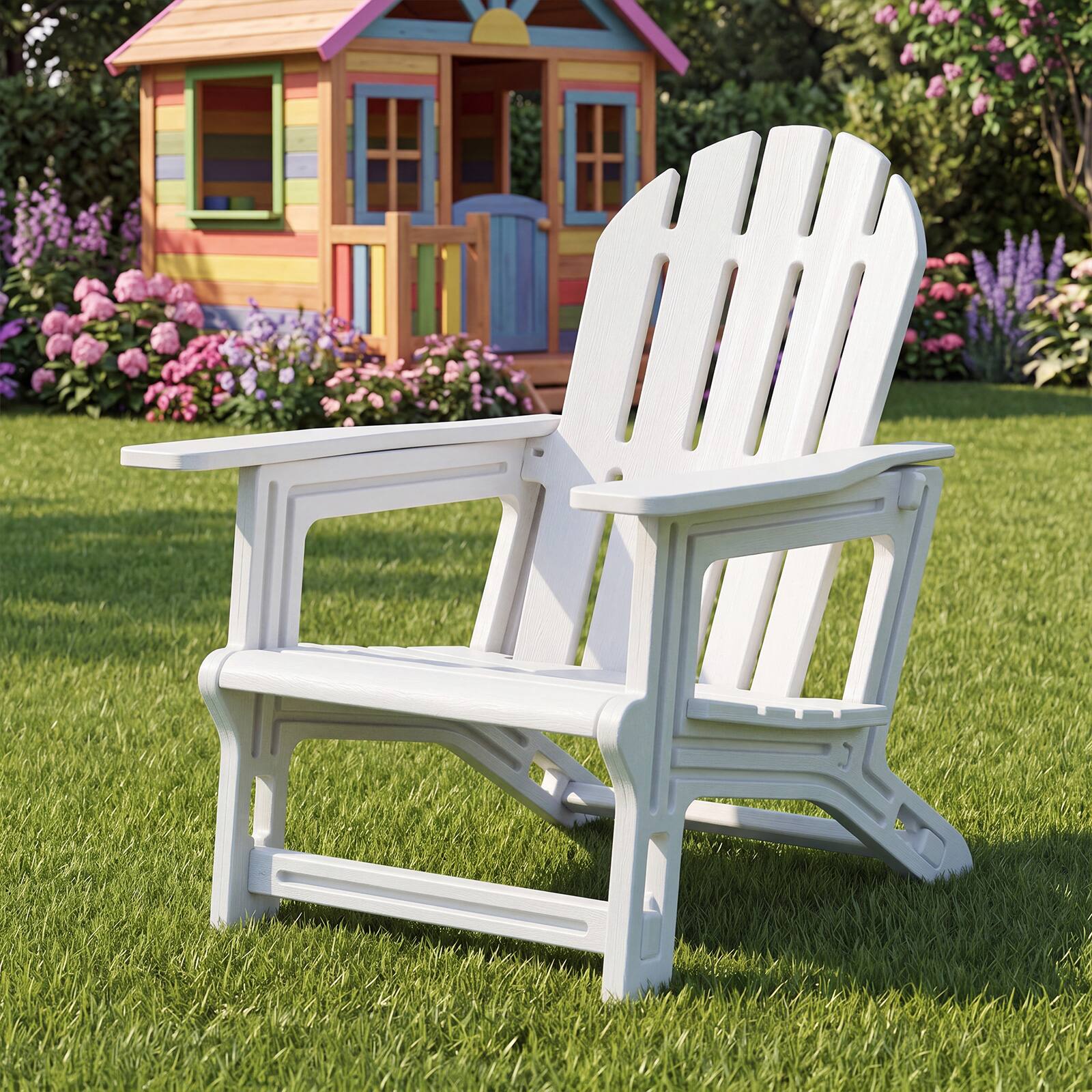Alt View 1. Costway - Costway 4 PCS Adirondack Chair in HDPE with Ergonomic Design, Suitable for Porch, Deck - White.