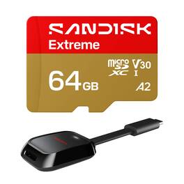SANDISK - Extreme UHS-I U3 microSDXC Memory Card - 128GB, With Reader