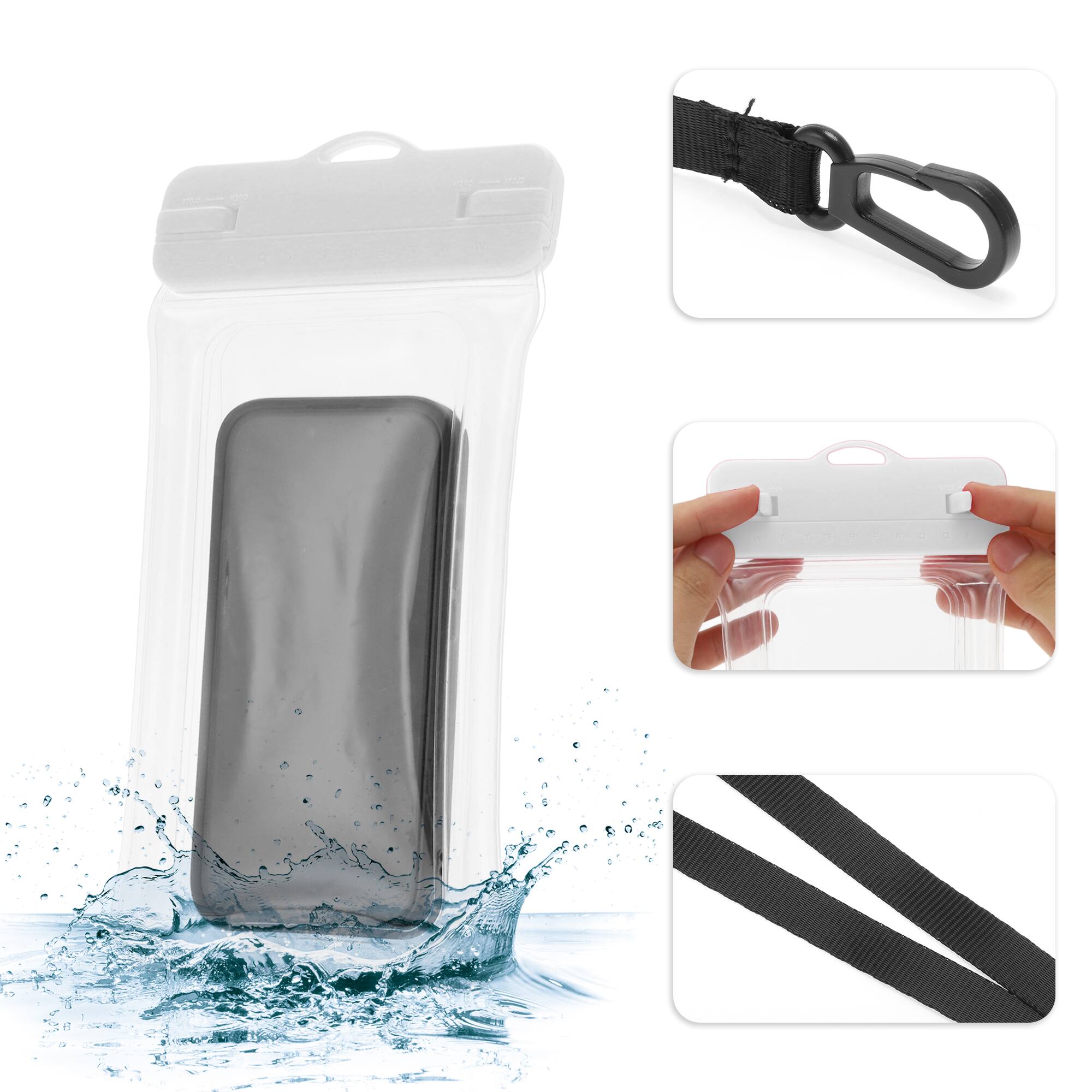 Alt View 2. Unique Bargains - 2pcs Inflatable Mobile Waterproof Bag Universal Waterproof Case Compatible for Phone 4.92"x9.65" - White.
