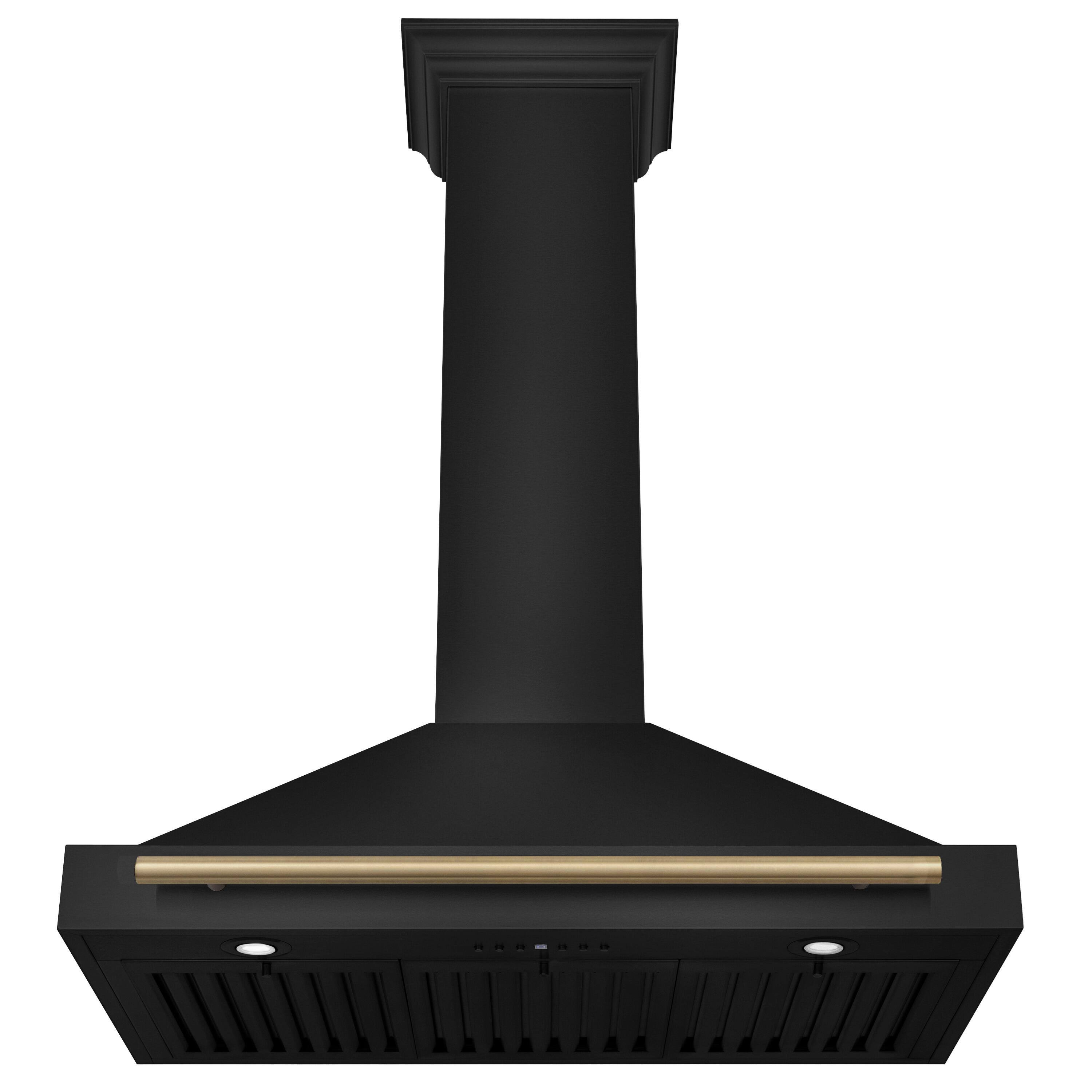 Back. ZLINE - 36 in. Autograph Edition Black Stainless Steel Wall Mount Range Hood With Champagne Bronze Handle (BSKB4Z-36-CB) - Black stainless steel.