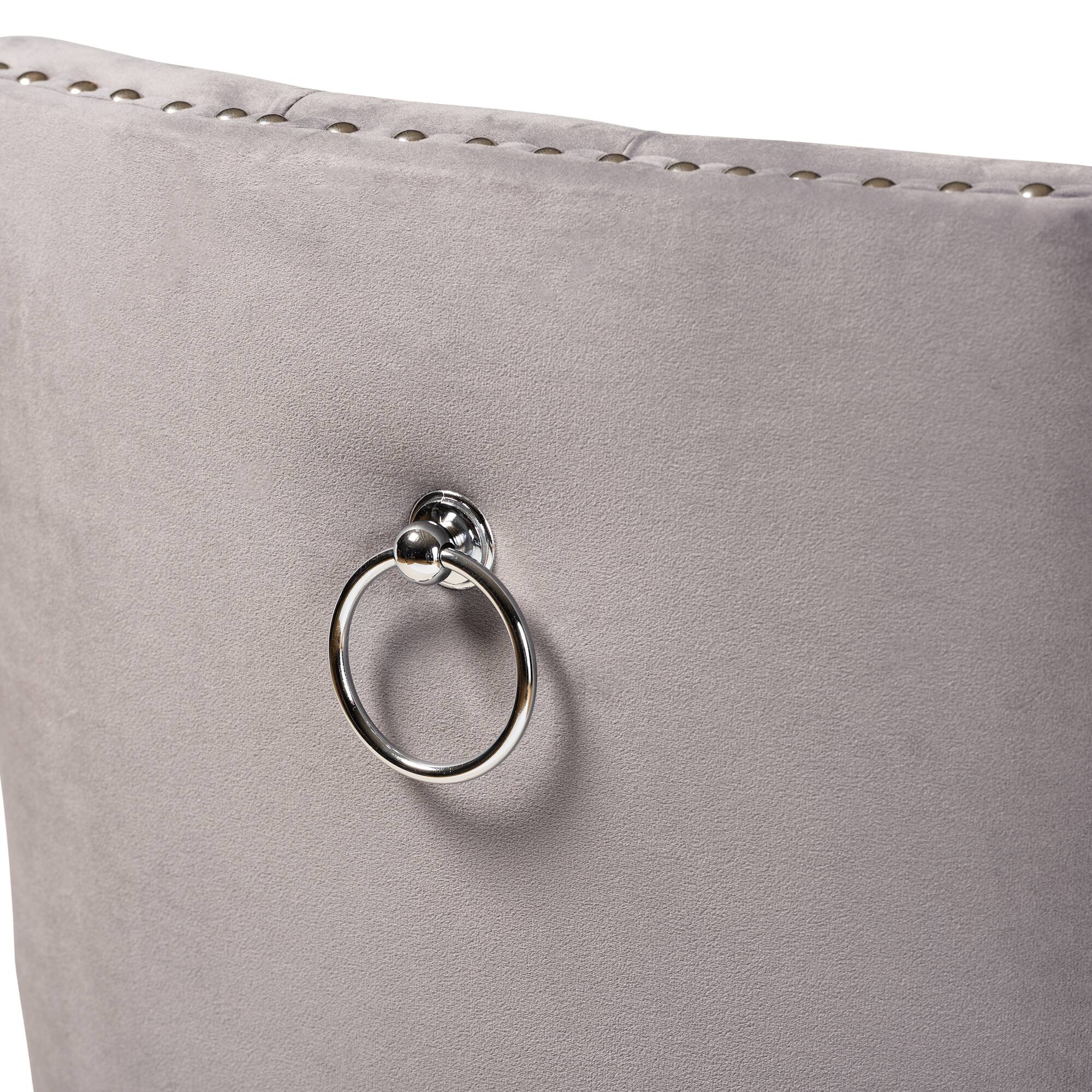 Alt View 1. Baxton Studio - Howell Modern Transitional Velvet Upholstered and Finished Wood 2-Piece Counter Stool Set - Grey/espresso brown.